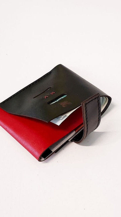 کیف پول پیوند چرمی دستدوز گاوی