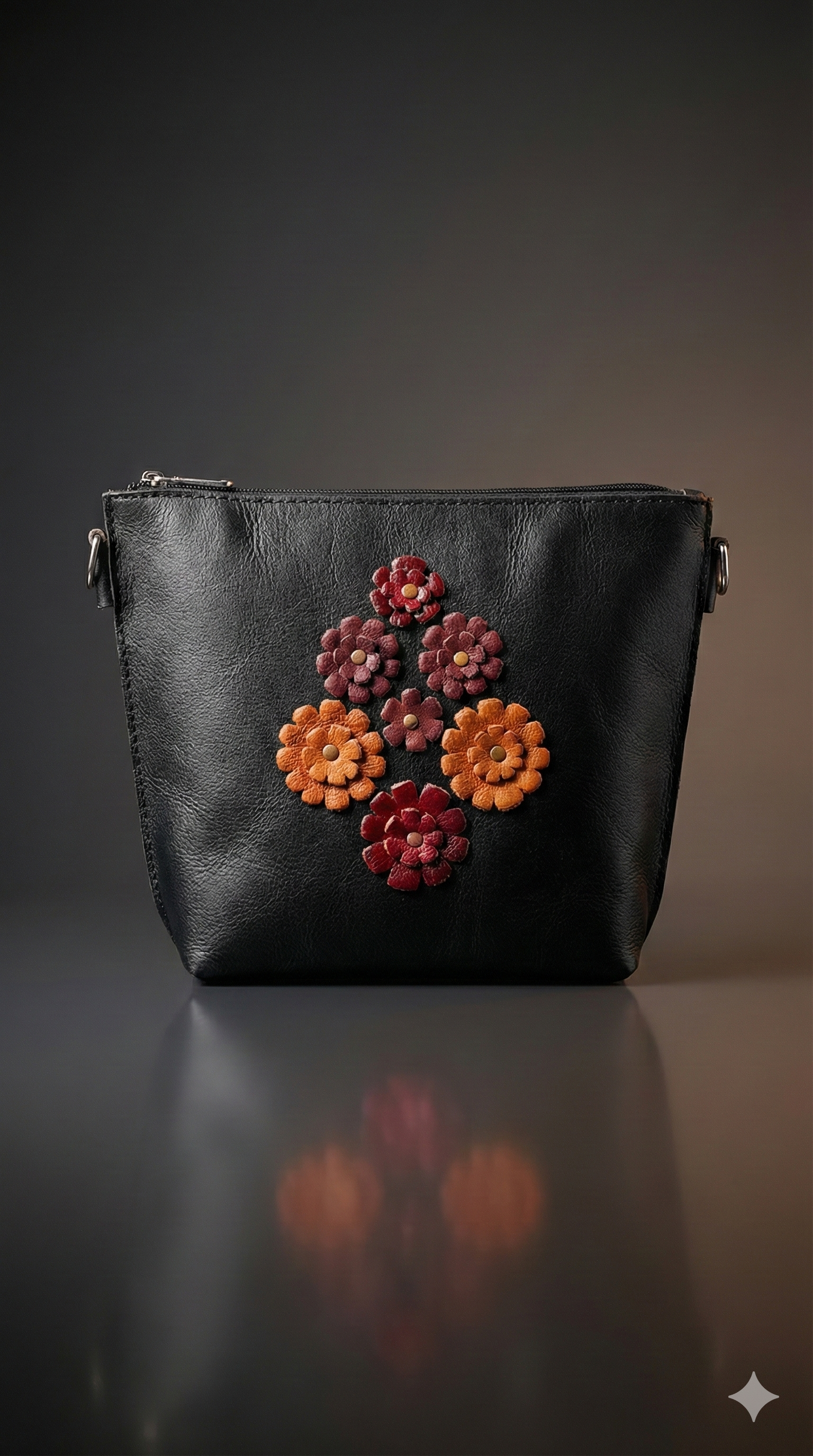 کیف شکوفه فلت Felt Flower Bag  چرم گاوی و دست‌دوز  |  چرموانه