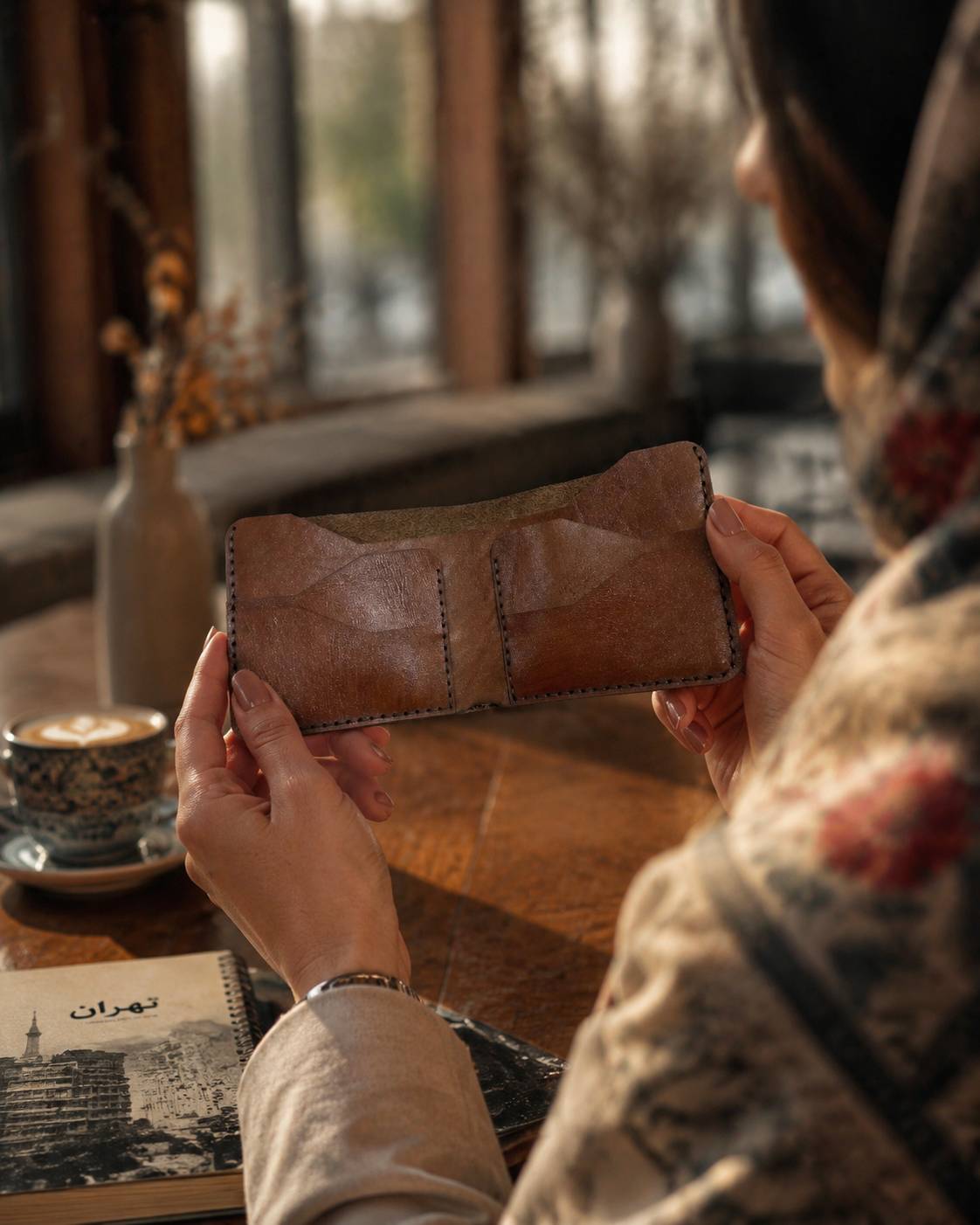 خرید کیف پول جیبی چرمی پیوند مدل جیبگ – دست‌دوز کم‌حجم با ظرفیت ۶ کارت
